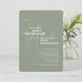 Invitation Minimalist Green Sage All in One & RSVP QR Code  (Debout devant)