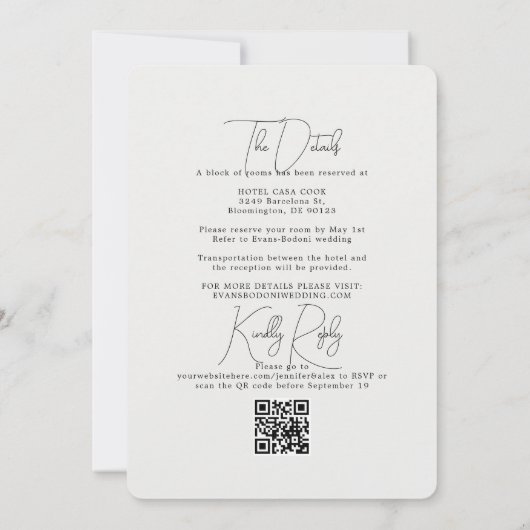 Invitation Minimalist Green Sage All in One & RSVP QR Code  (Dos)