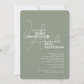 Invitation Minimalist Green Sage All in One & RSVP QR Code  (Devant)