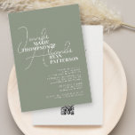 Invitation Minimalist Green Sage All in One & RSVP QR Code<br><div class="desc">A minimalist wedding invitation in green sage with white typography.. This invitation will save you money, there is a template on the back to add details and RSVP QR code on the back for your guest to respond. No need to buy extra insert cards, envelopes or postage. If you need...</div>