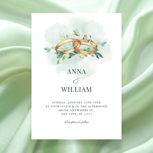 Invitation Minimalist green wedding ring