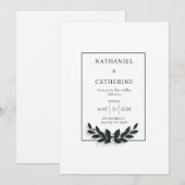 Invitation Minimalist Green Wreath Wedding (Devant / Derrière)
