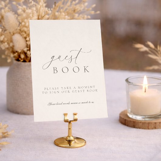 Invitation Minimalist Guest Book Wedding Sign in Soft Neutral
