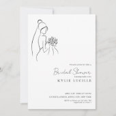 Invitation Minimalist Hand Drawn Bride Lovely Bridal Shower (Devant)