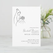 Invitation Minimalist Hand Drawn Bride Lovely Bridal Shower (Debout devant)