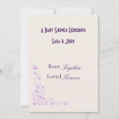 Invitation Minimalist Hearts Twin Love Baby Shower (Devant)