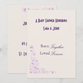 Invitation Minimalist Hearts Twin Love Baby Shower (Devant / Derrière)