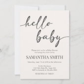 Invitation Minimalist Hello Baby Baby Shower (Devant)