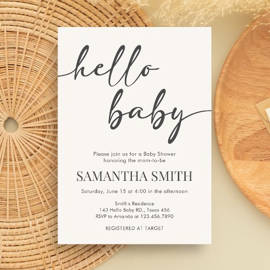 Invitation Minimalist Hello Baby Baby Shower