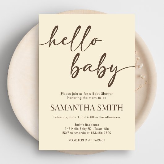 Invitation Minimalist Hello Baby Baby Shower