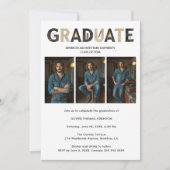 Invitation Minimalist Industrial Textured B&W Grad 3-Photo (Devant)