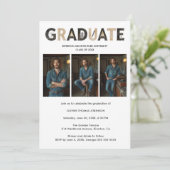 Invitation Minimalist Industrial Textured B&W Grad 3-Photo (Debout devant)