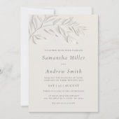 Invitation Minimalist Ivory Faux Blind Embossed Botanical  In (Devant)