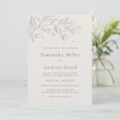 Invitation Minimalist Ivory Faux Blind Embossed Botanical  In (Debout devant)