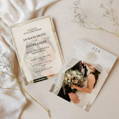 Invitation Minimalist Ivory & Gold Border Wedding