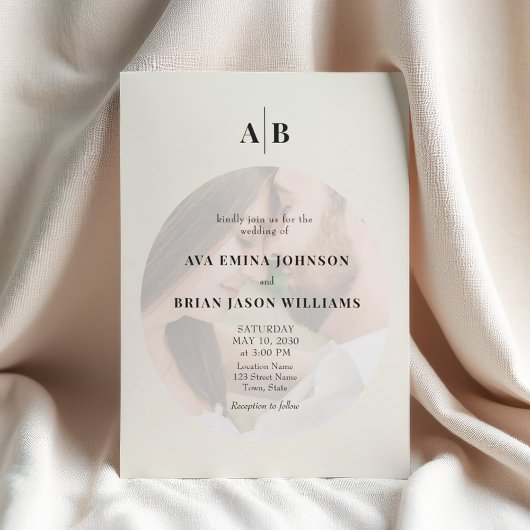 Invitation Minimalist Ivory Photo Editorial Wedding