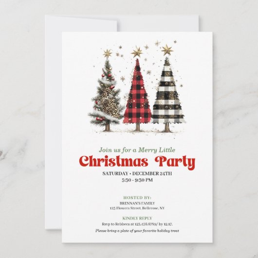 Invitation Minimalist leopard Christmas tree digital invites (Devant)
