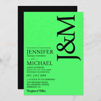 Invitation Minimalist Lime Green Summer Wedding