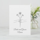 Invitation Minimalist Line Art Hands holding Flowers Wedding  (Debout devant)