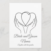 Invitation Minimalist Line Art Hearts & Hands Grey Wedding In (Devant)