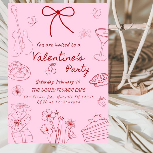 Invitation Minimalist Line Art Valentine’s Day Party