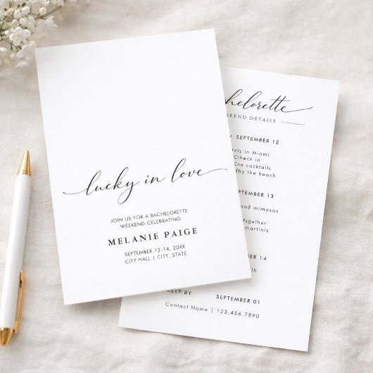 Invitation Minimalist Lucky In Love Bachelorette Weekend