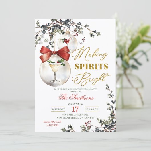 Invitation Minimalist Making Spirits Bright Cocktail Party (Debout devant)