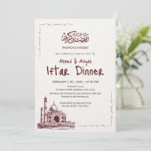 Invitation Minimalist Maroon Sketch Mosque Ramadan Iftar (Debout devant)