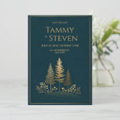 Invitation Minimalist Midnight Gold Tree Wedding (Debout devant)