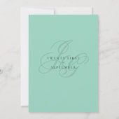 Invitation Minimalist mint green monogram initials wedding  (Dos)