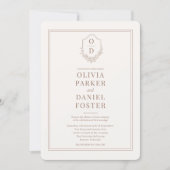 Invitation Minimalist Mocha Brown Crest Wedding (Devant)