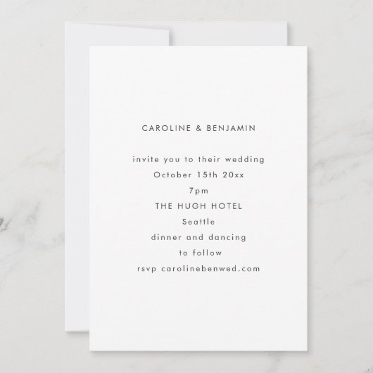 Invitation Minimalist Modern Autumn Black White Wedding (Devant)