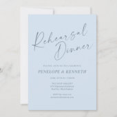 Invitation Minimalist Modern Blue Script Rehearsal Dinner (Devant)