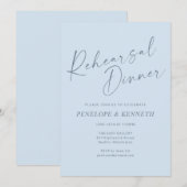 Invitation Minimalist Modern Blue Script Rehearsal Dinner (Devant / Derrière)