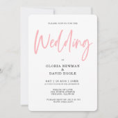 Invitation Minimalist Modern Blush Pink QR Code Wedding (Devant)