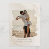 Invitation Minimalist Modern Boho Brushstroke Photos Wedding (Devant)