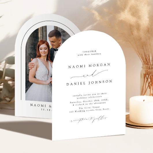 Invitation Minimalist Modern Chic Script Elegant Arch Wedding