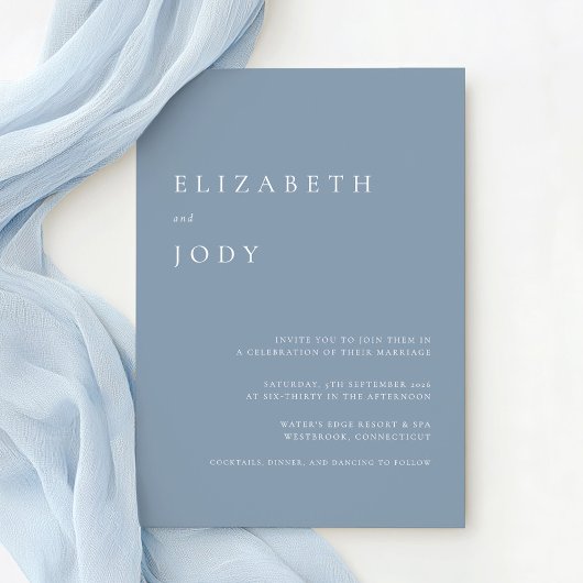 Invitation Minimalist Modern Elegant Dusty Blue Wedding 
