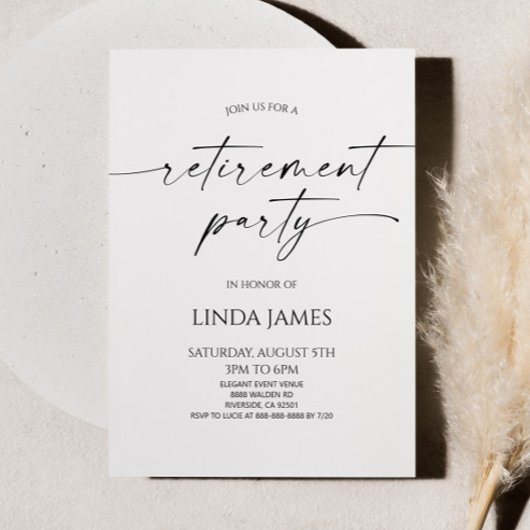 Invitation Minimalist Modern Elegant Retirement Party