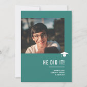 Invitation Minimalist Modern Elegant Teal Graduation Party (Devant)