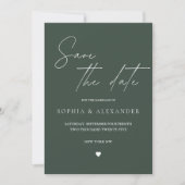 Invitation Minimalist Modern Forest Green Save the Date (Devant)