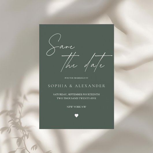 Invitation Minimalist Modern Forest Green Save the Date