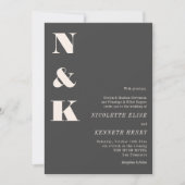 Invitation Minimalist Modern Monogram Soft Black Bold Wedding (Devant)