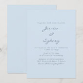 Invitation Minimalist Modern Soft Blue Script Wedding (Devant / Derrière)