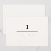 Invitation Minimalist Modern Typography Wedding Table Number (Devant / Derrière)