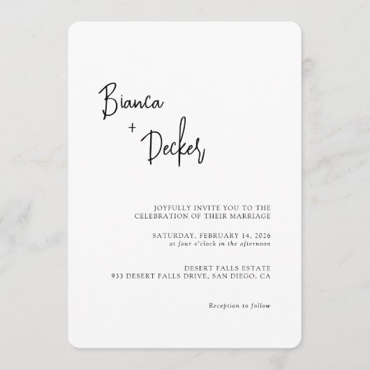 Invitation Minimalist Modern Wedding (Devant)