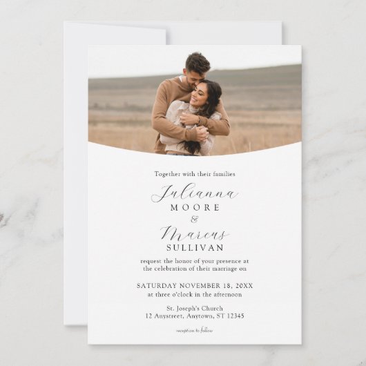 Invitation Minimalist Modern White Photo Wedding (Devant)