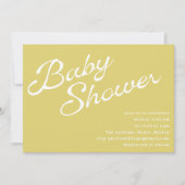 Invitation Minimalist Modern Yellow Retro Script Baby Shower (Devant)