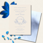 Invitation Minimalist Monogram Initial Crest Floral Wedding