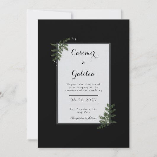 Invitation Minimalist Nordic Fern Berry Wedding (Devant)